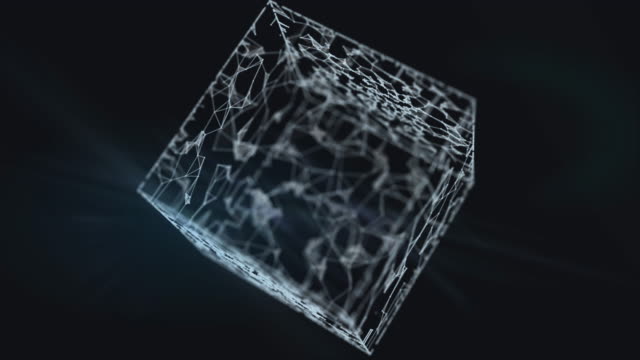 Ein-Blockchain-3D-Rendering-transparenter-Cube-mit-binären-Daten.