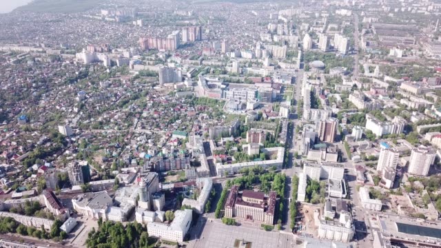 Wohngebiete-und-Zentrum-von-Woronesch-Stadt-mit-Lenin-Platz