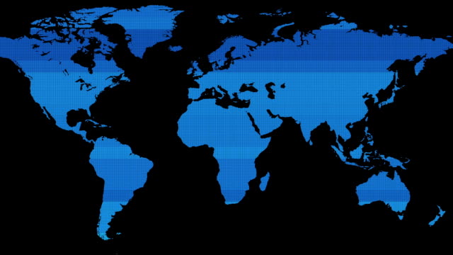 HUD-Bildschirm-blaue-Erde-Weltkarte-auf-schwarzem-Hintergrund---neue-Qualität-Welt-animiert-dynamischer-Bewegung-Videomaterial