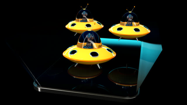 Aliens-auf-Telefon---3D-Animation