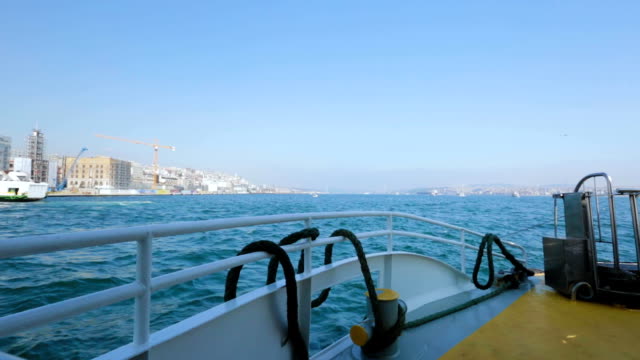 Turkey-coastline-scenery-while-sailing-on-cruiser,-beautiful-landscape,-horizon
