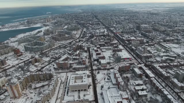 Winter-city-in-the-snow-with-a-bird's-eye-view.