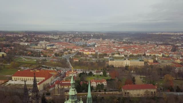 Aerial-panoramic-view-to-St.-Vitus-Cathedral-in-Prague