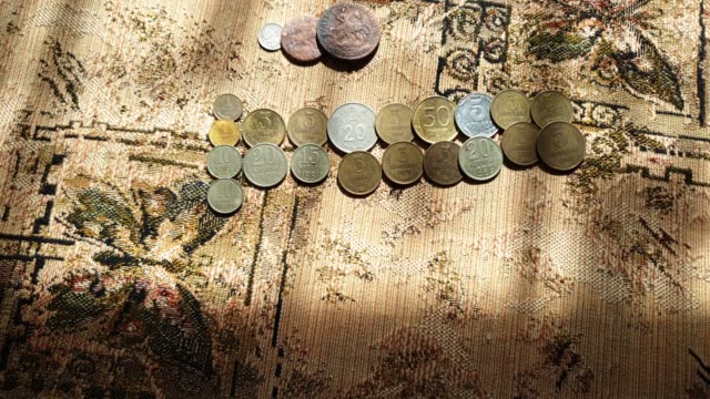 Monedas-vintage-de-cerca.-Colección-de-monedas-viejas.