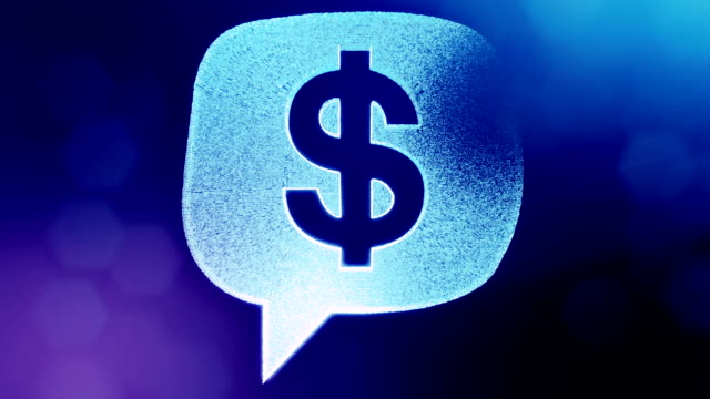 dollar-sign-in-emblem-of-cloud-message.-Finance-background-of-luminous-particles.-3D-seamless-animation-with-depth-of-field,-bokeh-and-copy-space-for-your-text.-Blue-v6