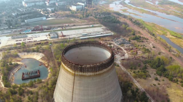 Territory-near-Chernobyl-NPP,-Ukraine.-Aerial-view