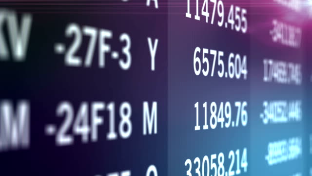 Aktienfinanznummern-auf-dem-LED-Bildschirm,-Wand-von-Indice-und-Marktinformationen