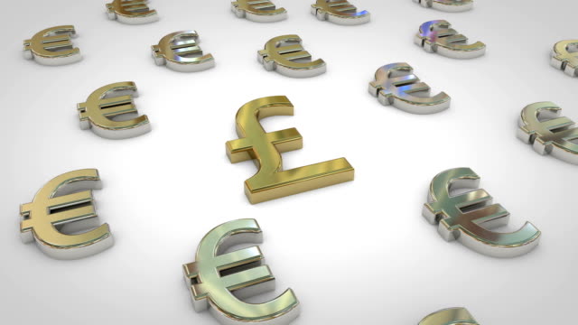 Camera-rotate-over-gold-GBP-sign-with-silver-euro-sign
