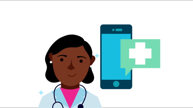 Ärztin-mit-Smartphone-Telemedizin-Animation