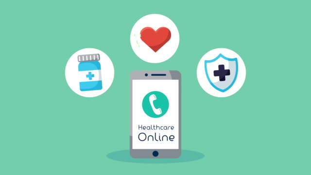 Smartphone-mit-Gesundheitsversorgung-online-und-Set-Icons