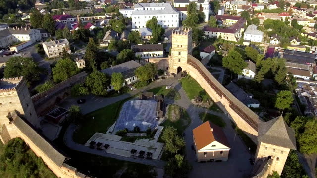 arieal-view-on-the-Lutsk-castle.-Prince-Lubart-stone-castle,-landmark-of-Lutsk-city,-Ukraine.