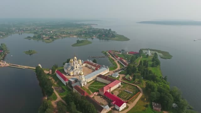 Aerial-view-on-monastery-and-Seliger-lake