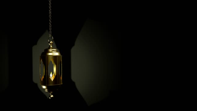 Ramadan-Kareem-candle-lantern-slow-speed-rotating--Ramadan-graphic-animation,-slow-motion.