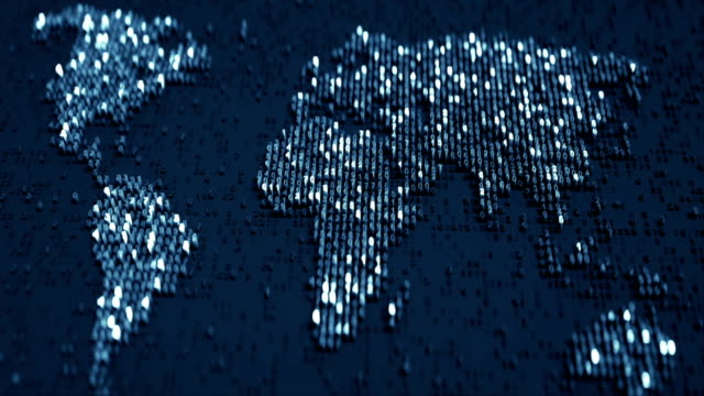 Weltkarte-der-leuchtend-blauen-Zahlen-3D-Render-nahtlose-Schleife-Animation