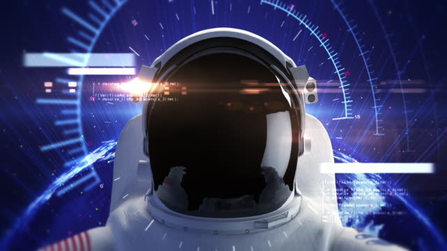 Alone-Flying-Astronaut-In-Space.-Cinematic-Render-With-Codes-Around