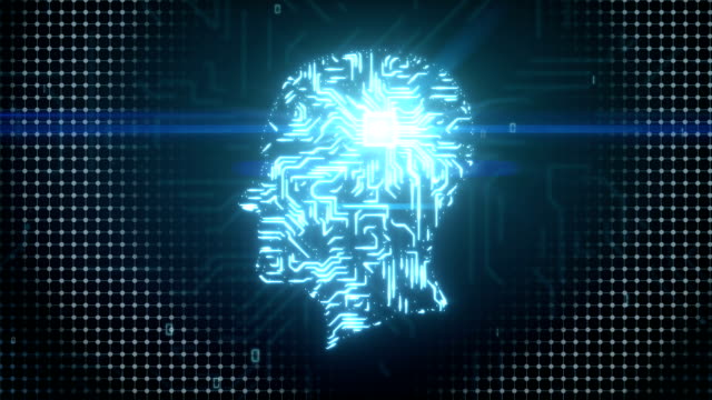 Gehirn-Sie-sich-digitale-Telefonleitungen,-wachsenden-künstlicher-Intelligenz