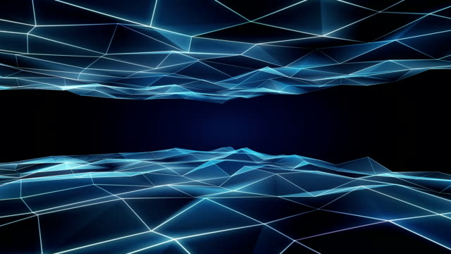 Blue-small-Triangle-3D-web-line-loop-video,-top,-bottom
