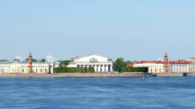 Spit-of-the-Vasilievsky-Island-in-the-summer-sunny-day---St.-Petersburg,-Russia