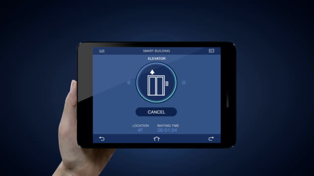 Control-auto-elevator-in-Smart-building,-Touch-application-in-smart-pad,-tablet.-internet-of-things-building.