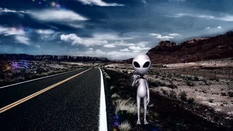 Alien-auf-der-Autobahn