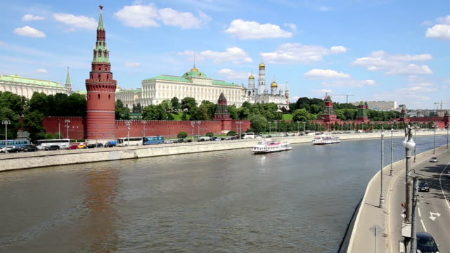 View-of-Moscow-Kremlin-on-a-sunny-day,-Russia---Moscow-architecture-and-landmark,-Moscow-cityscape