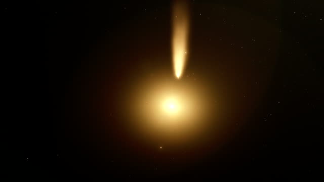 A-CG-space-animation-showing-a-comet-passing-in-front-of-a-main-star