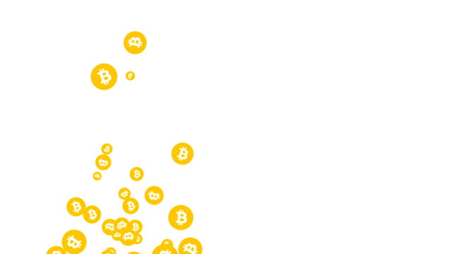 Bitcoin-Währung-Münze-schwebend-auf-dem-weißen-Bildschirm-Hintergrund