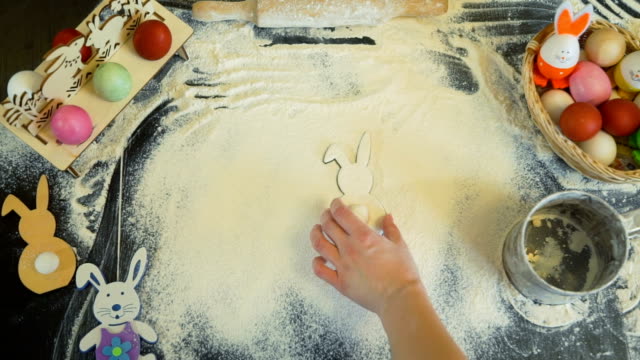 Making-Shape-of-Easter-Bunny-on-the-Flour