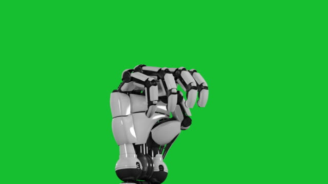 Future-artificial-intelligence-bionic-hand-on-green-screen