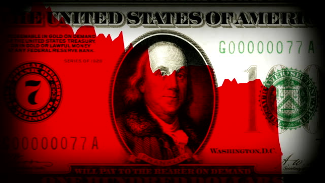 America-economy-downfall-in-Great-depression-times-old-100-dollars-as-background.-new-unique-quality-animated-motion