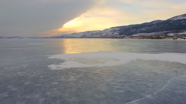 4K.-Aerial-survey-from-the-air.-Winter.-Lake-Baikal.-Small-sea.