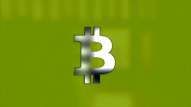Abstrakte-Animation-von-Bitcoin-Währungszeichen.-Krypto-Währung-Bitcoin.-Globale-Internet-weltweit.-Grüner-Hintergrund