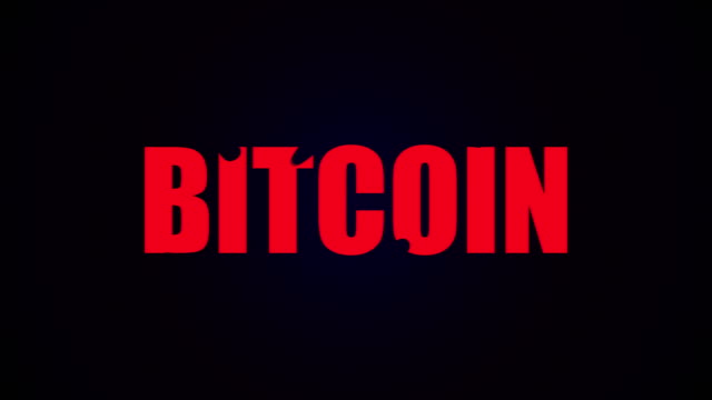 Bitcoin-Text.-Flüssige-Animation-Hintergrund