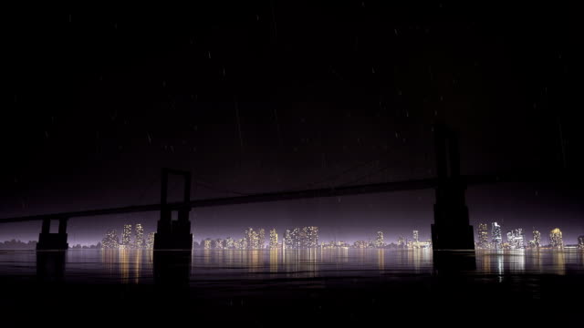 Brücke-und-Regen-in-der-Nacht