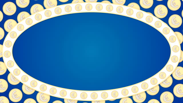 Euro-money-coins-blue-background-ellipse-frame