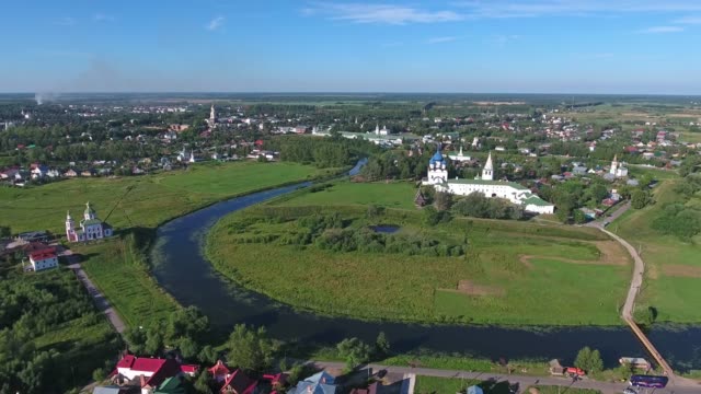 Aerial-view-on-kremlin-in-Suzdal,-Russia