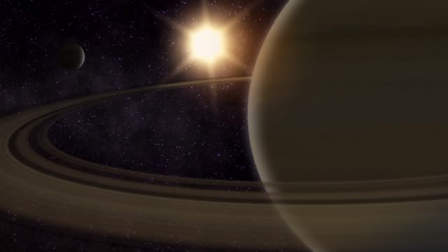 The-planet-of-Saturn-revolves-in-space