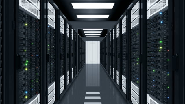Datacenter-Server-Raum-durchfliegen.-Abstrakt-geloopt-3D-Animation-von-Computer-Zeilen-Server-Racks-im-Rechenzentrum-mit-flackernden-Lichtern-nahtlos.-Digitale-Technologie-Konzept.