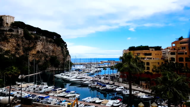 Luxury-port-Hercule-in-Monte-Carlo,-beautiful-expensive-yachts-and-boats,-travel