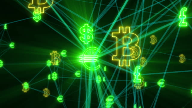 Papiergeld-und-Krypto-Währung-Bitcoin-durch-eine-digitale-Interledger-verbunden