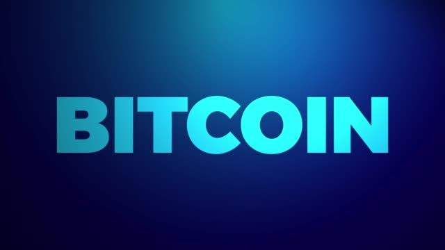 Bitcoin-Cryptocurrency-Market-Abstract-Animation-von-Bitcoin-Crypto-Währung-Futuristic-Concept.-Word-Bitcoin-auf-einem-blauen-Hintergrund.