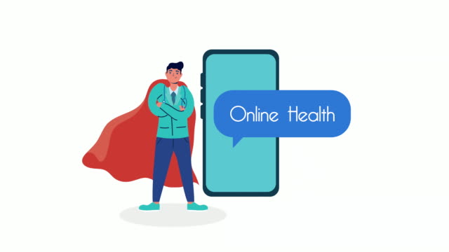 doctor-with-hero-cloak-in-smartphone-telemedicine