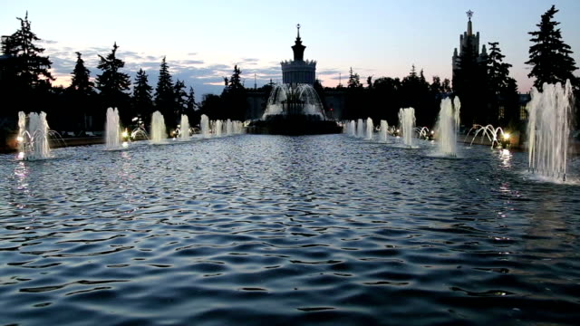 Fountain-in-Exhibition-centre-of-Achievements-of-National-Economy-(VDNH),-Moscow,-Russia