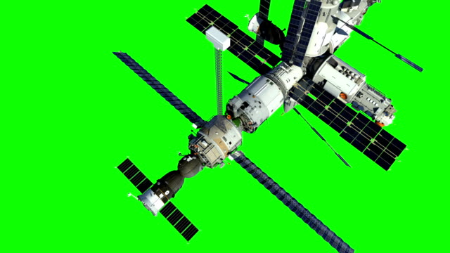 Increasing-The-Height-Of-The-Orbit-Of-The-Space-Station.-Green-Screen.