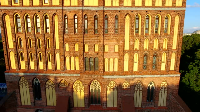 Aerial:-Cathedral-of-Kaliningrad-in-sunset