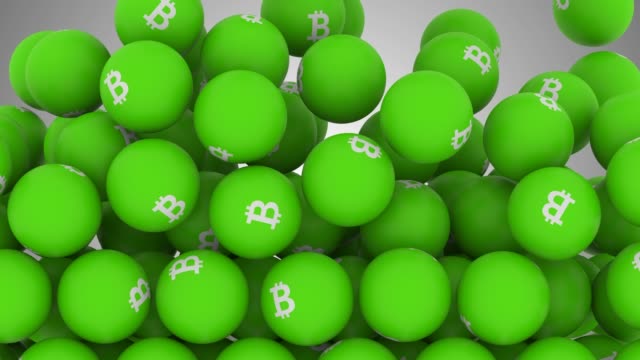 Caída-animación-de-transición-pantalla-bolas-con-símbolo-de-Bitcoin