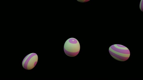 Easter-eggs-falling-down-on-black-background.-3d-animation