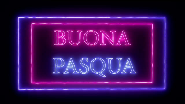 Animation-neon-sign-"Buona-Pasqua",-Happy-Easter-in-italian