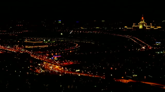 Moskau-in-der-Nacht-auf-der-obersten-Sicht