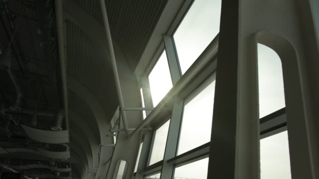 Closeup-of-metallic-architectural-constructions-at-airport-inside-terminal.